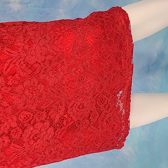 New Yumi Kim Save The Date Red Floral Lace Midi Dress Size Large - Picture 16 of 16